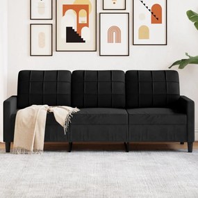 Divano A 3 Posti Nero 180 Cm İn Velluto /