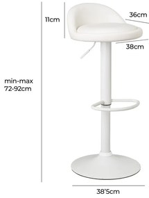 Sgabelli da bar bianchi ad altezza regolabile in similpelle in set di 2 (altezza seduta 72 cm) - Casa Selección