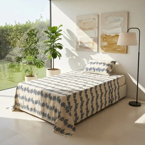 Completo letto 1 piazza e mezza geometrie blu cotone