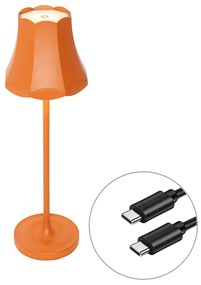 Lampada da tavolo retrò arancione ricaricabile IP44 - Granny