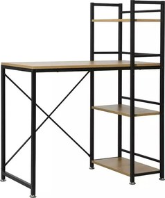 Scrivania B-036 con struttura in metallo nero e piano in rovere – con estensione regolabile fino a 113 cm