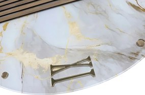 Orologio tondo Parete 65 cm Vetro Effetto Marmo e Doghe Noce