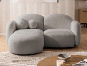 Divano angolare grigio (con penisola a sinistra/con chaise lounge) con rivestimento in bouclé Orbit – Ropez