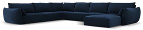 Divano angolare blu scuro (con penisola a sinistra/a U) con rivestimento in velluto Vanda – Mazzini Sofas