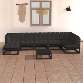 Set Divani da Giardino 8 pz con Cuscini Legno Massello di Pino