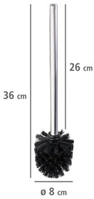 WENKO 24089800 - Scopino WC 8x35 cm acciaio inox/argento/nero