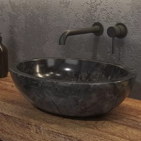 Lavabo in marmo colore nero 45cm | Litos-LEN40 - KAMALU