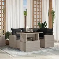 Set Divano da Giardino 5pz con Cuscini Grigio Chiaro Polyrattan 3267252