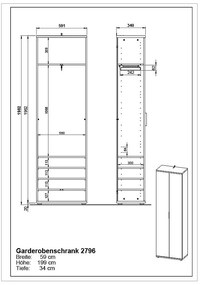 Armadio in rovere 59x199 cm Fremont - Germania