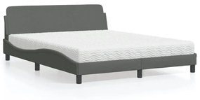 Letto Con Materasso Grigio Scuro 160x200 Cm Tessuto /
