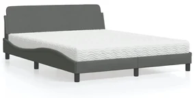 Letto Con Materasso Grigio Scuro 160x200 Cm Tessuto /