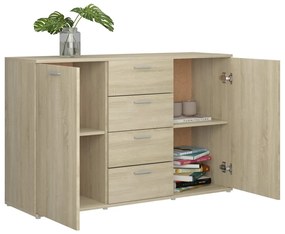 Credenza Rovere Sonoma 120x35,5x75 cm in Legno Multistrato