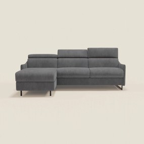 Loto Divano Letto Angolare con Penisola contenitore, Poggiatesta, Materasso Alto H18 in morbido tessuto impermeabile T14
