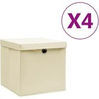 Contenitori con Coperchio 4 pz 28x28x28 cm Crema cod mxl 50627