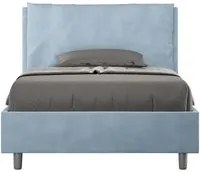 Letto una piazza e mezza rivestito in Microfibra con cuscini xl - ANTEA LARGE Dimensione Rete: 120x190, Colore: Azzurro, Tipologia Letto: Con Rete