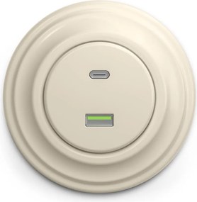 Kliklap - Presa USB A+C retrò con placca beige