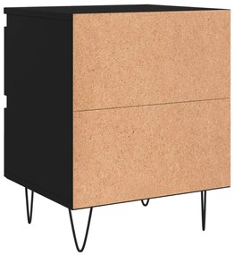 Comodini 2pz Neri 40x35x50 cm in Legno Multistrato