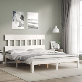 Giroletto Senza Materasso Bianco 160x200 Cm Legno Massello Pino /