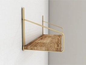 Mensola Industrial In Legno E Metallo 45x16x16 Rovere E Oro Karma