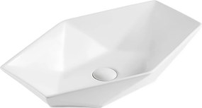 Lavabo da appoggio 57cm design esagonale bianco | Litos-K57 - KAMALU