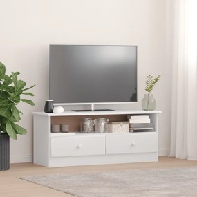 Mobile tv con cassetti alta bianco 100x35x41cm massello di pino