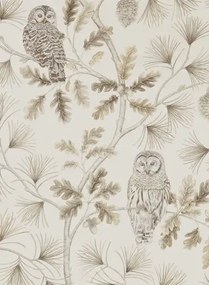 Eulen Tapete Owlswick von Sanderson - Linen