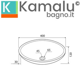 Kamalu - lavabo in marmo colore crema 40cm con bordo arrotondato | litos-sc40