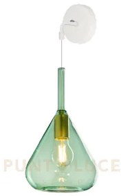 Applique bianco 1 luce vetro verde 1177bi-a-ve