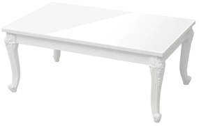 Tavolino da salotto bianco lucido 100x50x42cm legno multistrato