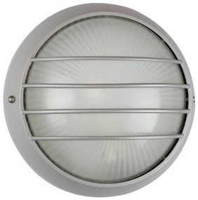 Plafoniera da Esterno E27 Grigia, IP54, Ø258mm con Griglia Colore Grigio