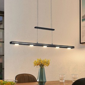 Lindby Naiara lampada LED a sospensione, nero Lindby, dimmerabile, Nero, Soggiorno / Sala da pranzo, Metallo, Moderno