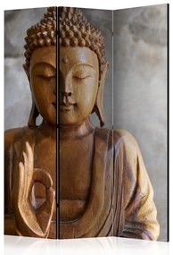 Paravento Buddha - Buddha in legno su sfondo grigio