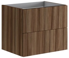 Armadietto bagno a terra Opera 2 cassetti P 45.5 x L 59.5 x H 50 cm frassino scuro
