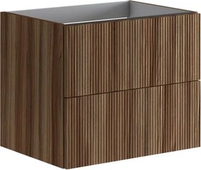 Cassettiera Opera 2 cassetti, cannettato frassino scuro L59,5 H50 P45,5 cm