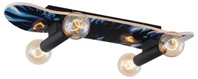 Lampada da parete nera con blu 80cm - Skateboard