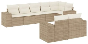 Set divano da giardino 8 pz con cuscini beige in polyrattan