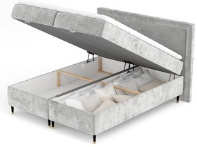 Letto boxspring grigio chiaro con spazio contenitivo 180x200 cm Voyage - Maison de Rêve