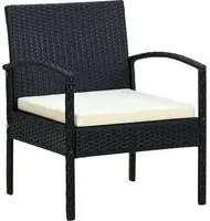 Sedia da Giardino con Cuscino in Polyrattan Nero cod mxl 18589