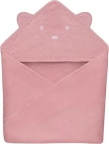 Lionelo - Accappatoio per bambini con cappuccio in mussola MUSLIN HOODED TOWEL Pink Baby