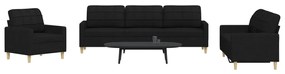 Set D Divani 3 Pz Nero İn Tessuto /
