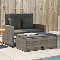 Divano da Giardino con Cuscini 2 Posti Grigio in Polyrattan 365134