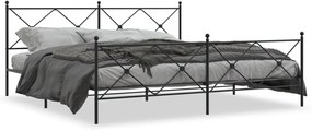 Giroletto Con Testiera E Pediera Metallo Nero 200x200 Cm /