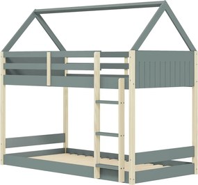 Letto da bambini a forma di casa/a castello di colore naturale/verde polveroso con rete inclusa 90x190 cm Valka – Marckeric