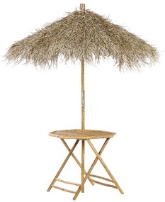 Tavolo da giardino con ombrellone legno di bambù chiaro 245 cm MOLISE Beliani