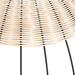 Lampada a sospensione e da soffitto orientale nera con rattan - Treccia Pua