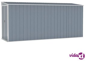 vidaXL Capanno Giardino a Parete Grigio 118x382x178 cm Acciaio Zincato