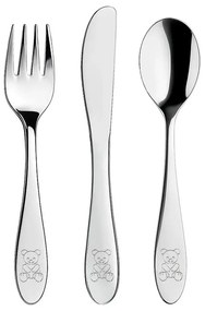 Posate per bambini in acciaio inox argento 3 pezzi - Orion