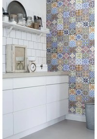Fotomurale Azulejo, blu arancione verde e beige