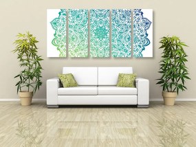 Quadri 5 pezzi – Mandala verde blu