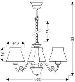 Lampadario a sospensione con filo ZEFIR 3xE27/40W/230V